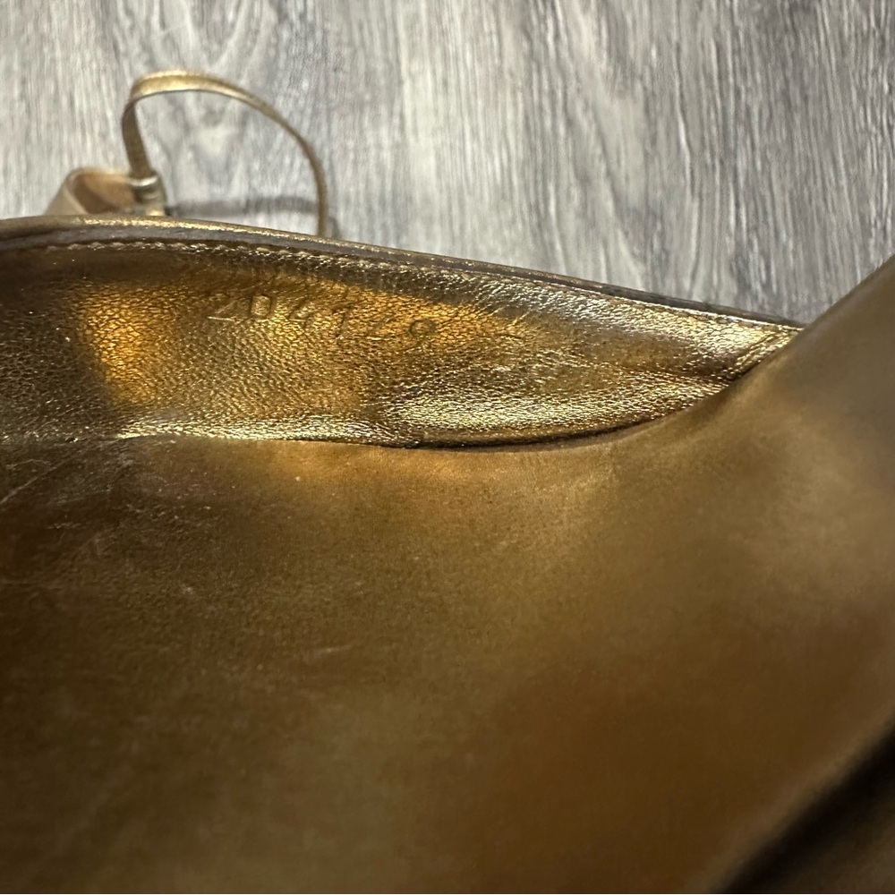 Gucci Metallic Gold Bamboo Accent Leather D'Orsay Pumps Size: 38 - Picture 16 of 16